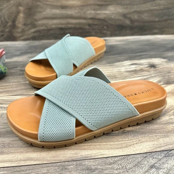 NIB Lucky Brand Sieko 7.5M Knit Woven Slip On Platform Slide Sandals - Picture 3 of 11